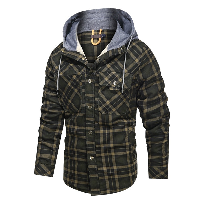 Men Warm Jacket Fleece Thick Men Slim Fit Hooded Jackets