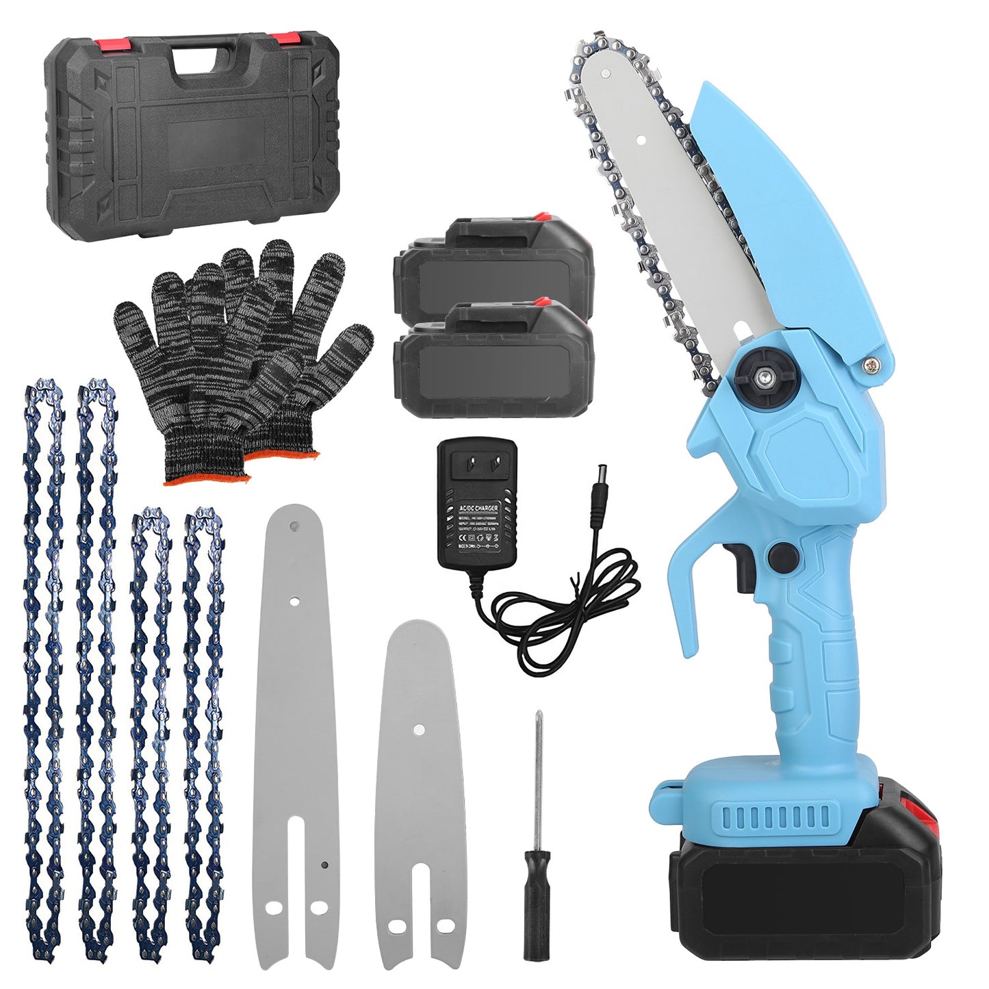 1Pc Electric Mini Chainsaw1Pc Portable Handheld Cordless Small Chain Saw Battery Powered With 2Pcs 2200mAh Rechargeable Batteries 4in Or 6in Chains For Pruning Trees Wood Cutting