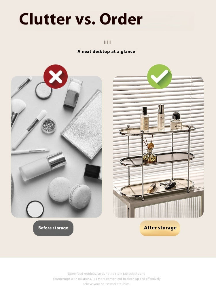 Ins Cream Style Desktop Storage Rack Multi-layer Light Luxury Home Bathroom Storage Rack Punch-free Storage