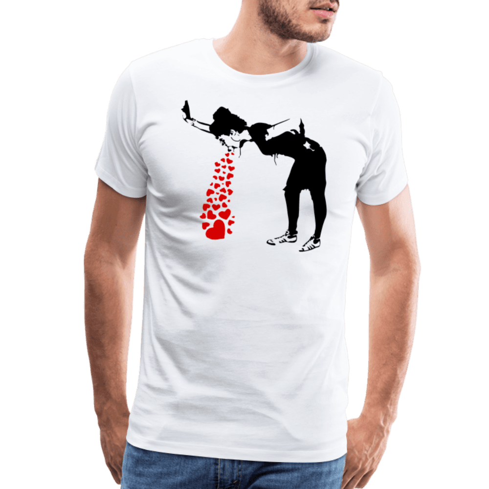 Banksy Lovesick Girl Throwing Up Hearts Artwork T-Shirt