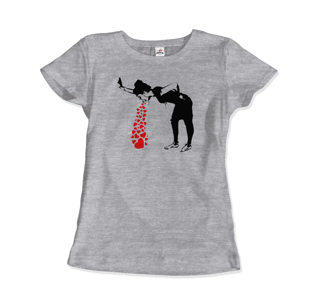 Banksy Lovesick Girl Throwing Up Hearts Artwork T-Shirt