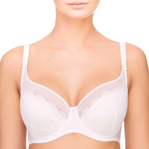 Lace Overlay Full Figure Bra Lauma Vivian White