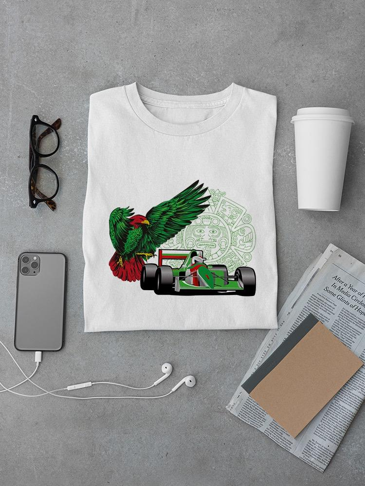 Racing Car And Mexican Eagle T-shirt -SmartPrintsInk Designs
