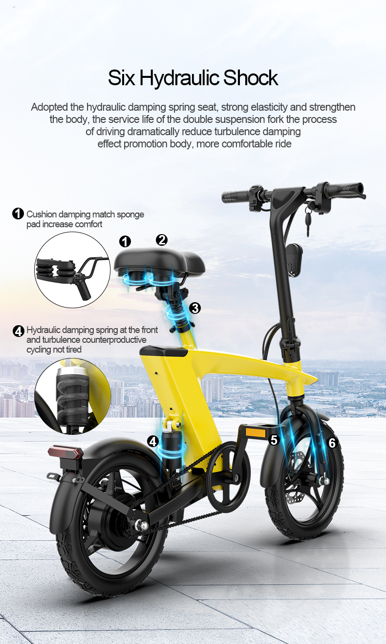 The Max foldable E-Bike Solarbeam Yellow Range 35km - Top Speed 25km/h