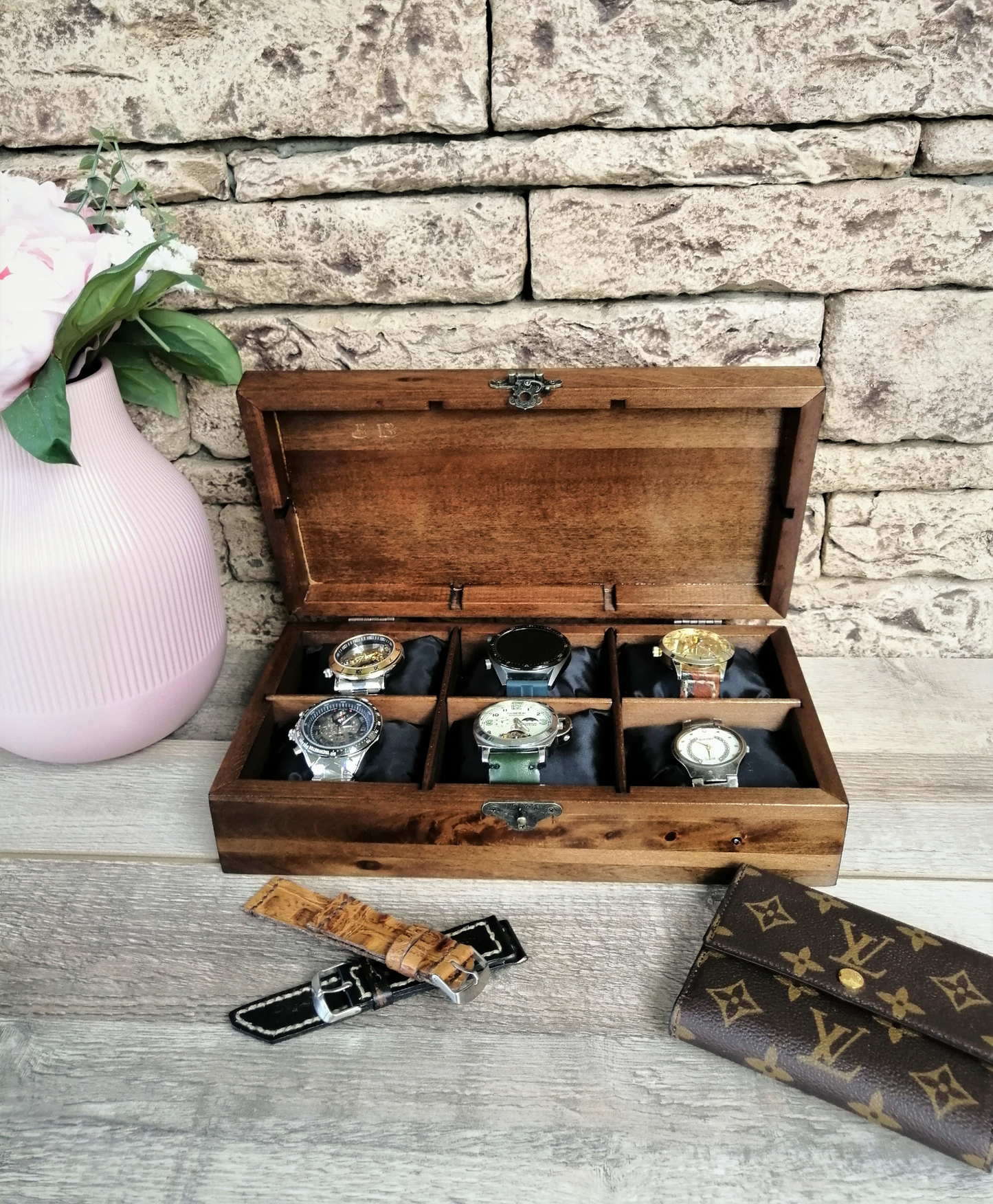Wood Watch Box, Lichtenberg Figure, Watchbox for Men, Watch Organizer, Unique Gift Father's Day