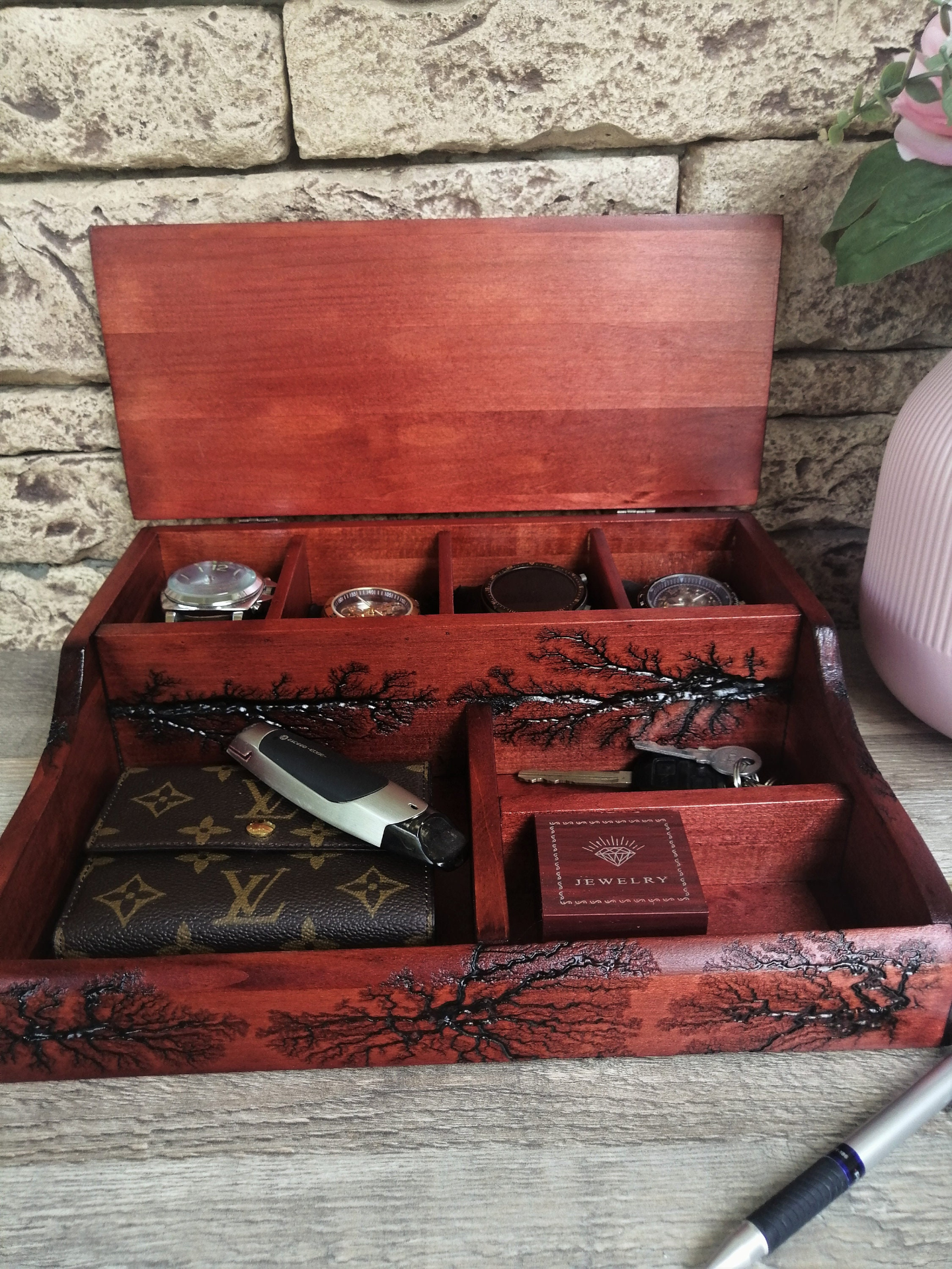 Watch and jewelry box, Wood Box Watch Storage, Birthday Men Gifts