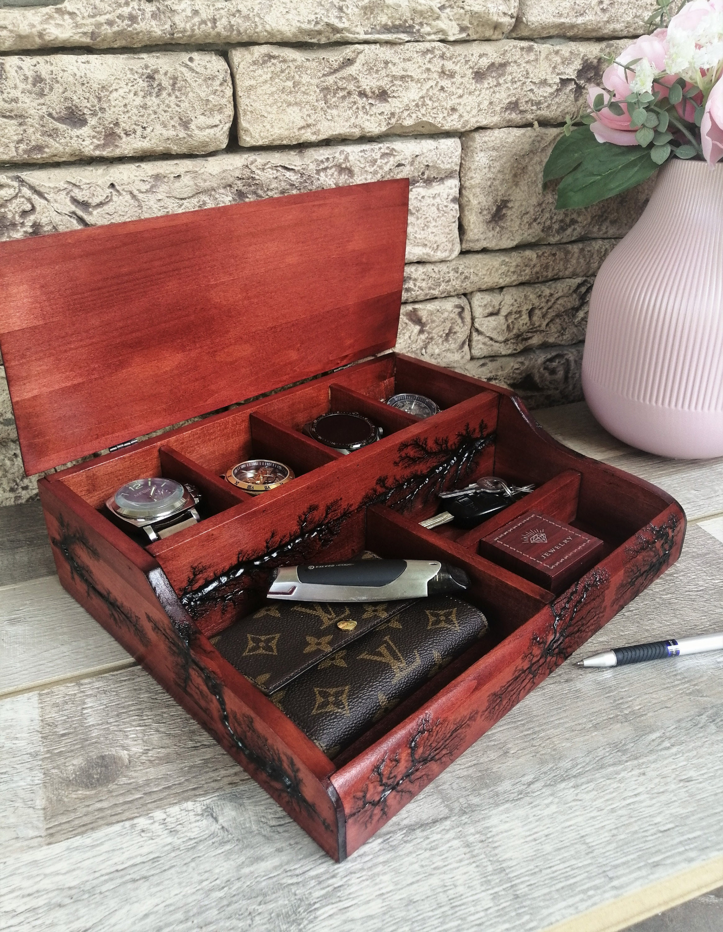 Watch and jewelry box, Wood Box Watch Storage, Birthday Men Gifts