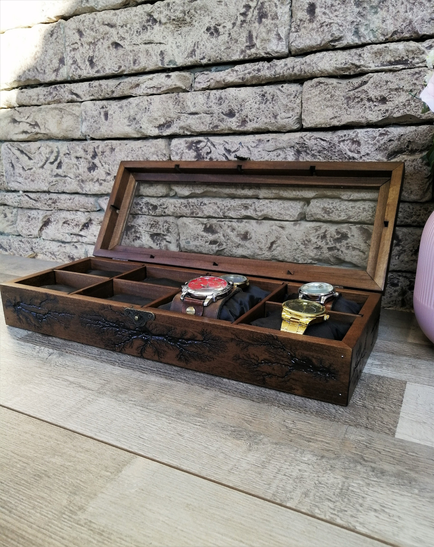 Watch Box for Men, Wood Watch Storage 8 Slots, Father's Day Gift for Dad