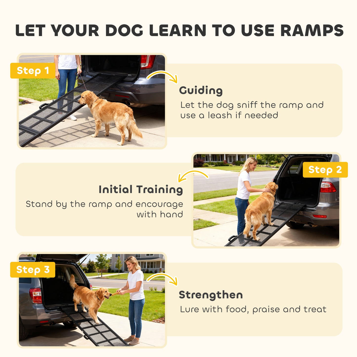 Dog Car Ramp, 75" x 20" Extra Long and Wide, Non-Slip Surface, Folding Portable Pet Ramp for Large, Small & Senior Dogs