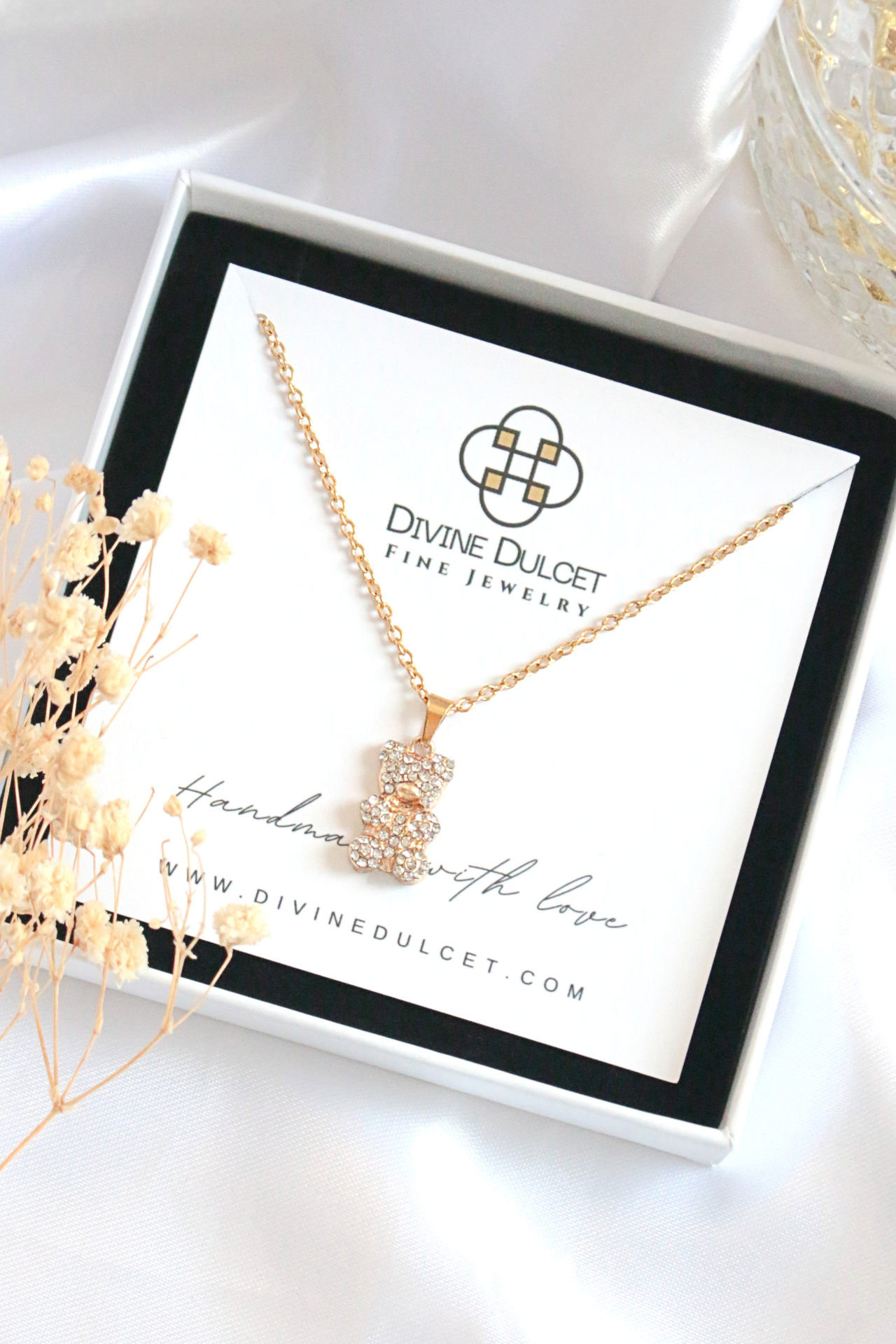 "Candy Bear" | 24K CZ Teddy Bear Pendant Necklace