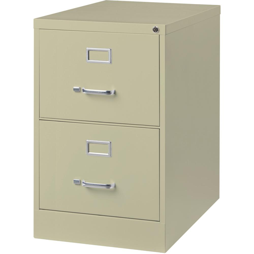 Lorell Vertical File Cabinet - 2-Drawer - 18" x 26.5" x 28.4" - 2 x Drawer(s) for File - Legal - Vertical - Lockable, Ball-bearing Suspension, Heavy Duty - Putty - Steel - Recycled