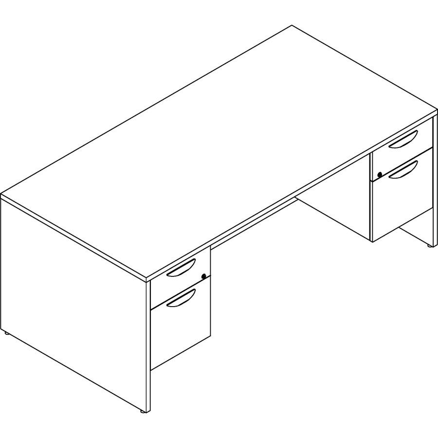 Lorell Prominence 2.0 Espresso Laminate Double-Pedestal Desk - 5-Drawer - 1" Top, 72" x 36"29" - 5 x File, Box Drawer(s) - Double Pedestal - Band Edge - Material: Particleboard - Finish: Espresso Lami