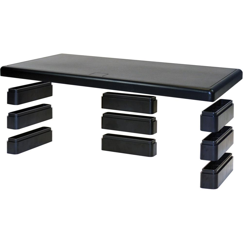 DAC Stax Ergonomic Height Adjustable Ultra Wide Monitor Stand - 66 lb Load Capacity - 4.8" Height x 22" Width x 10.5" Depth - Plastic - Black - TAA Compliant