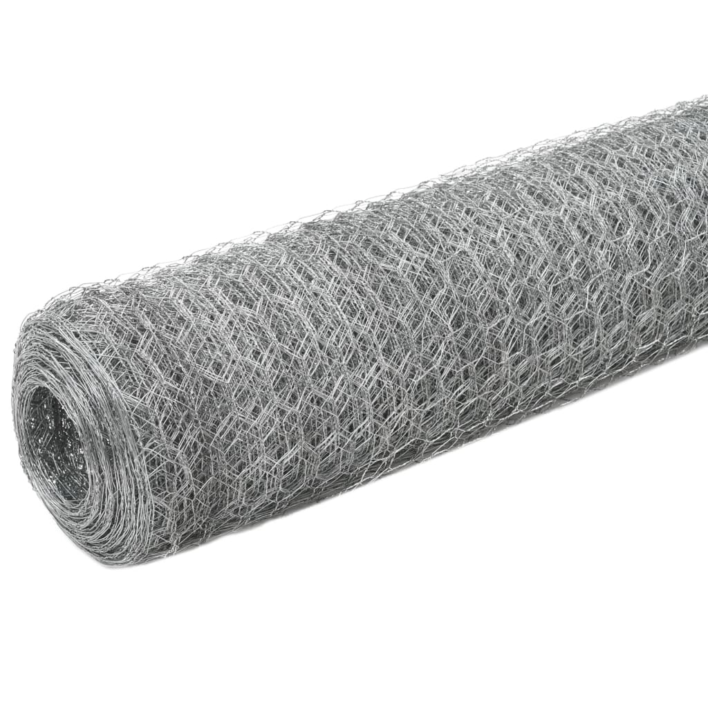 vidaXL Chicken Wire Fence Galvanized Steel 82'x3.9' Silver