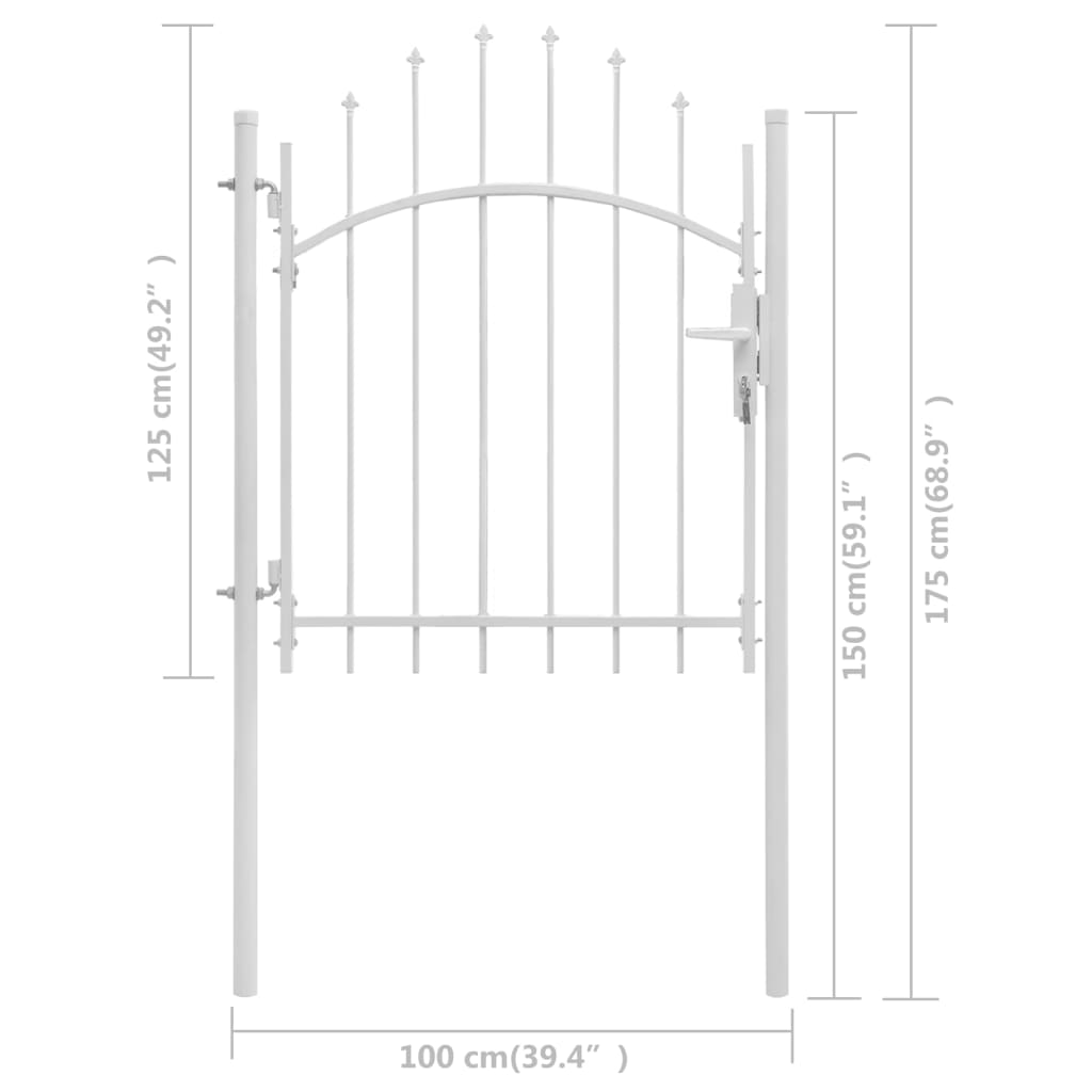 vidaXL Garden Gate Steel 39.4"x68.9" White