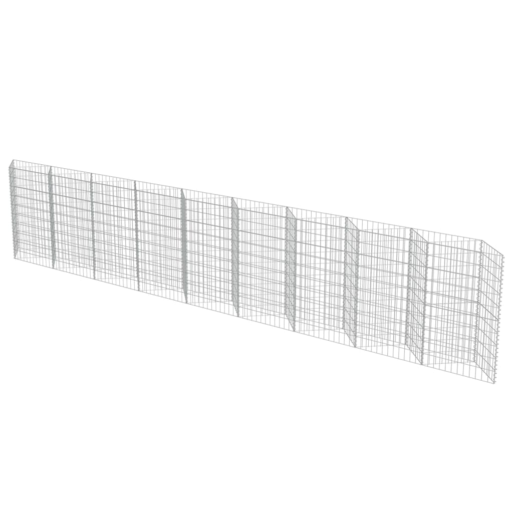 vidaXL Gabion Wall Galvanized Steel 248"x11.8"x39.4"