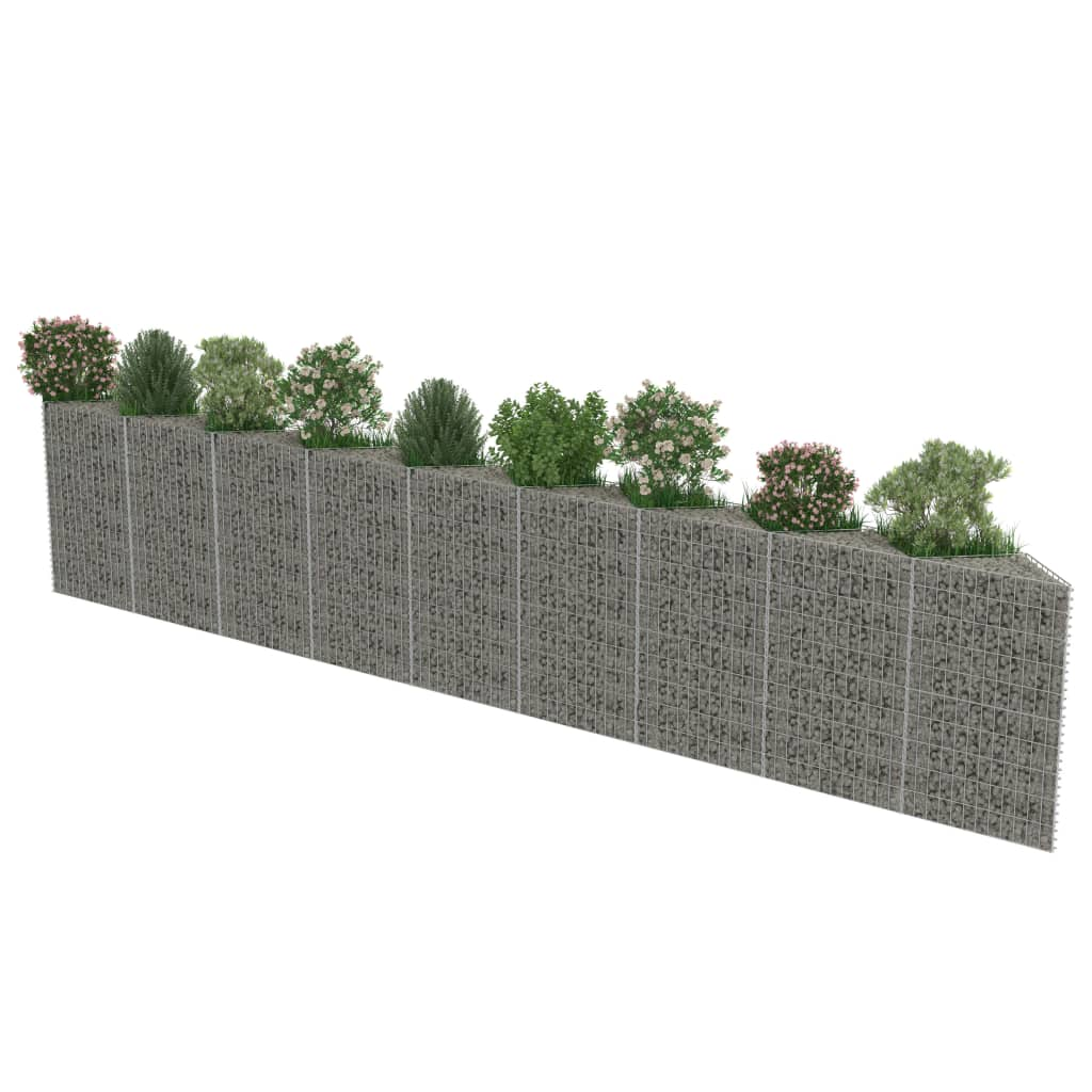 vidaXL Gabion Wall Galvanized Steel 248"x11.8"x39.4"