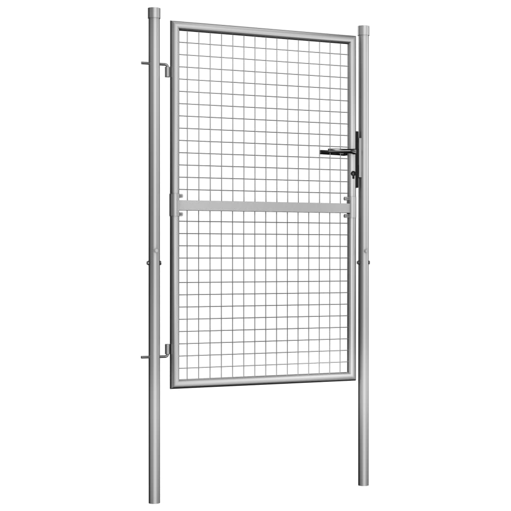 vidaXL Garden Gate Galvanized Steel 41.3"x68.9" Silver