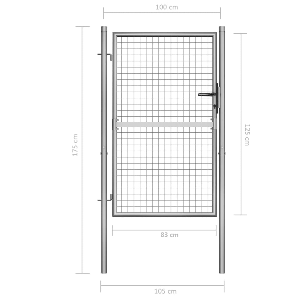 vidaXL Garden Gate Galvanized Steel 41.3"x68.9" Silver