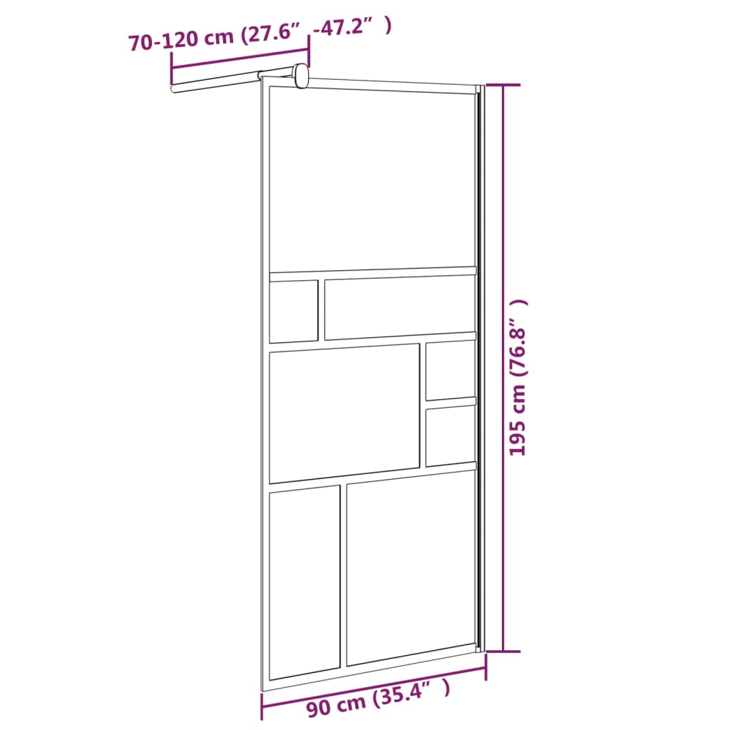 vidaXL Walk-in Shower Wall 35.4"x76.8" ESG Glass White