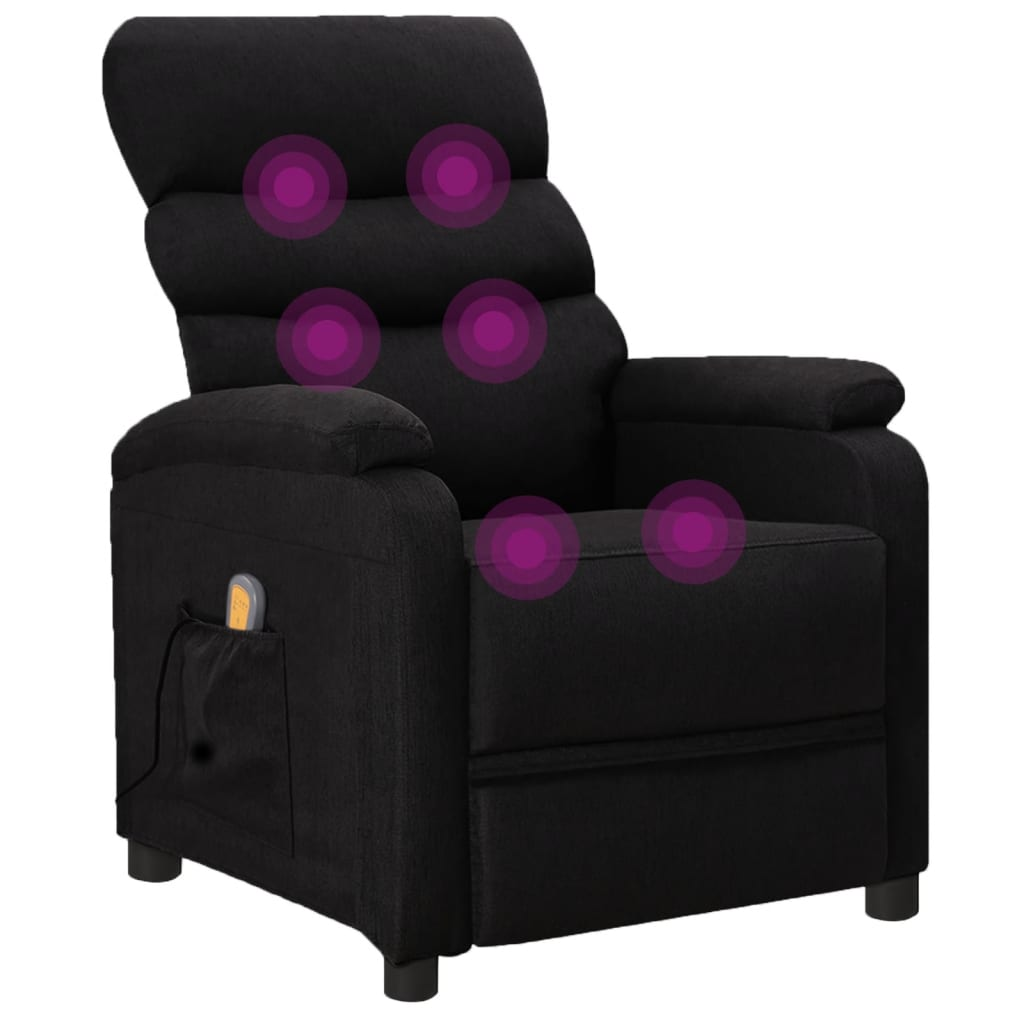 vidaXL Massage Reclining Chair Black Faux Leather