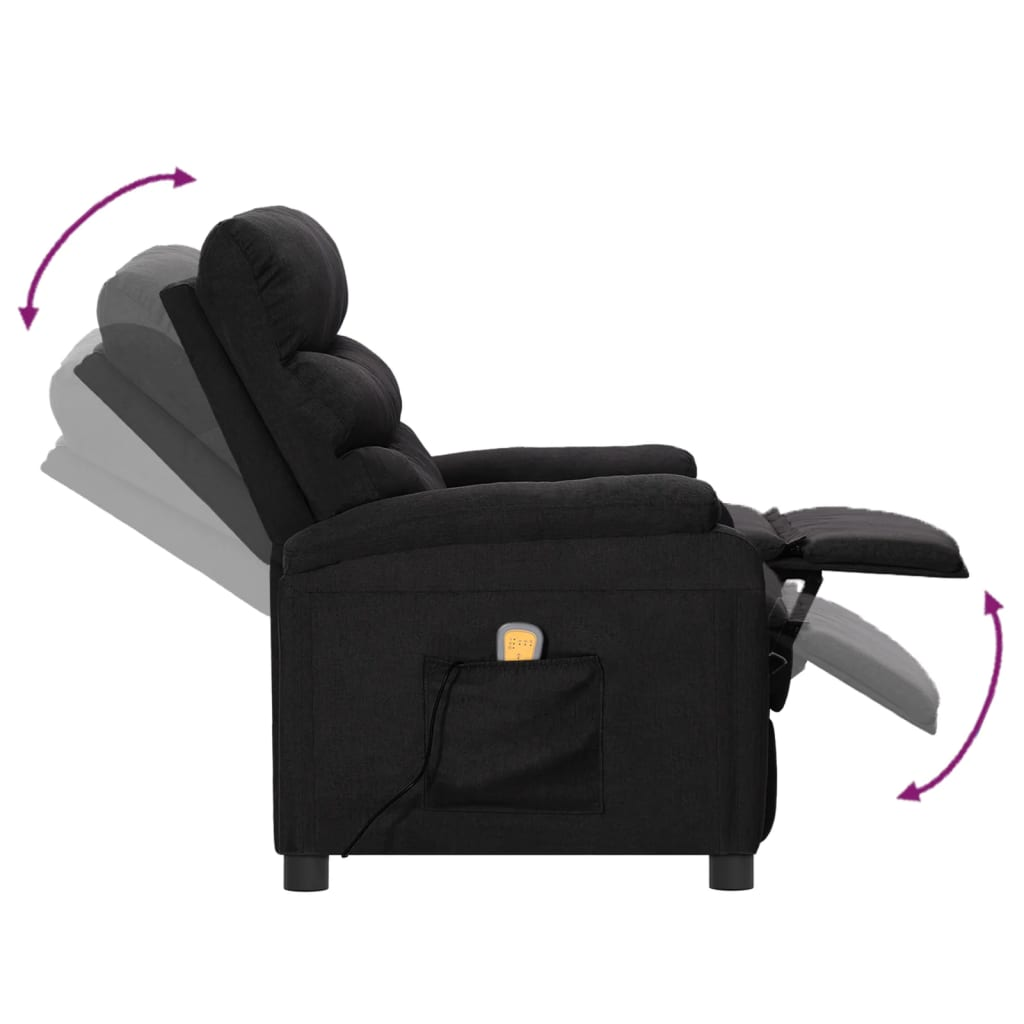 vidaXL Massage Reclining Chair Black Faux Leather