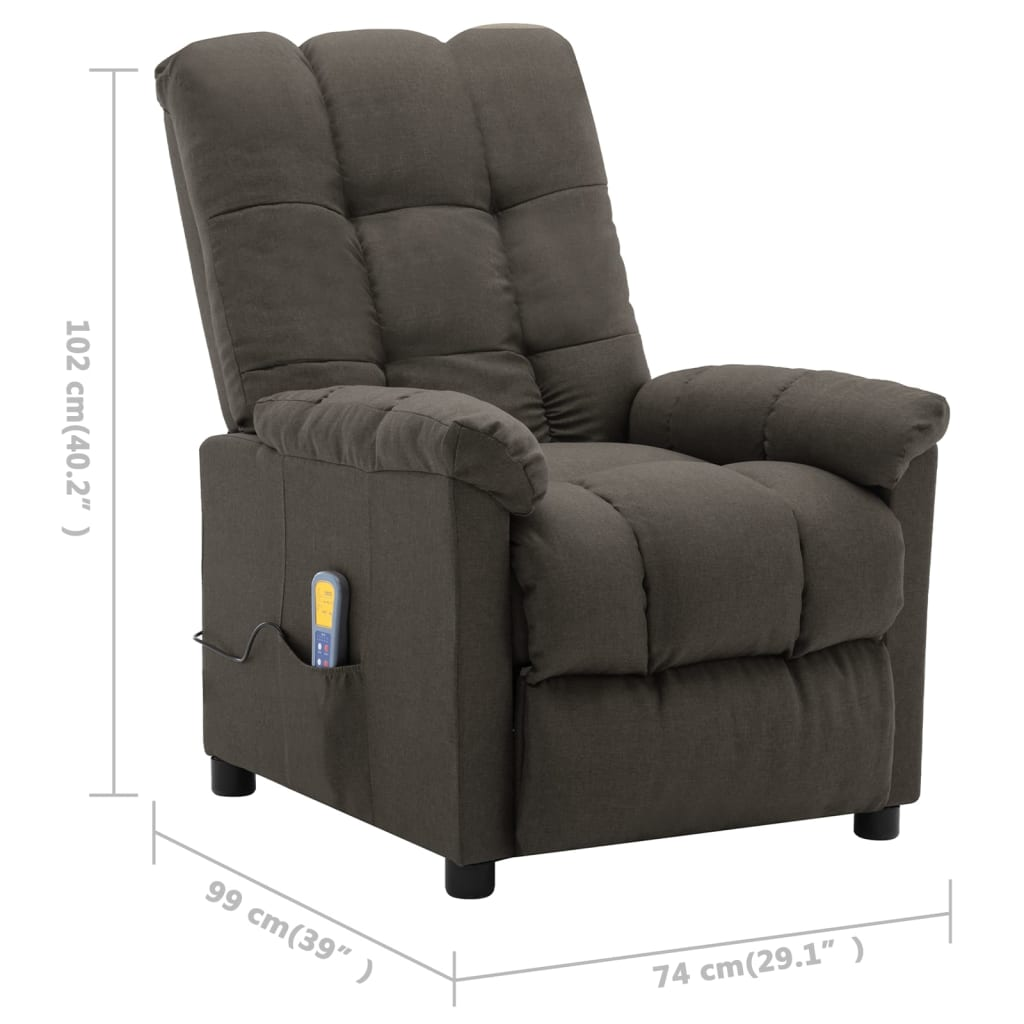 vidaXL Massage Recliner Taupe Fabric