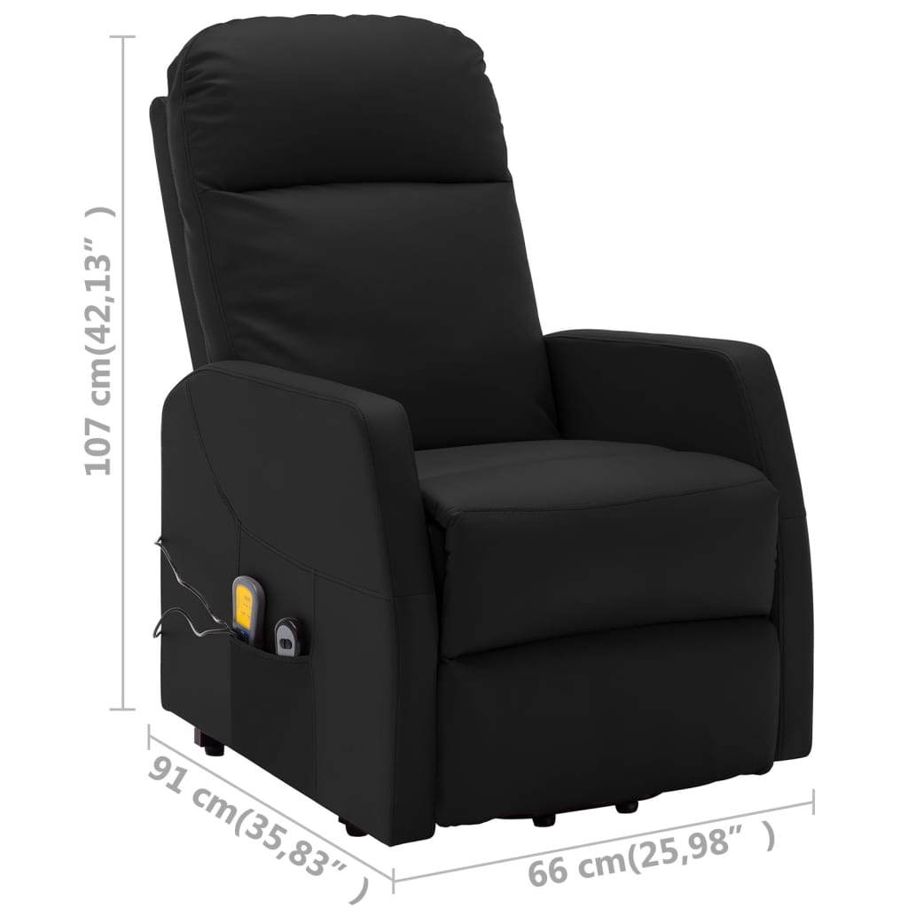 vidaXL Power Lift Massage Recliner Black Faux Leather