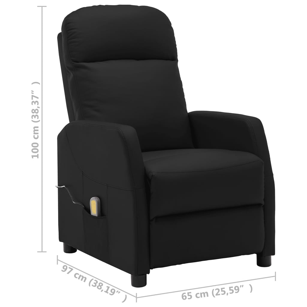 vidaXL Massage Reclining Chair Black Faux Leather