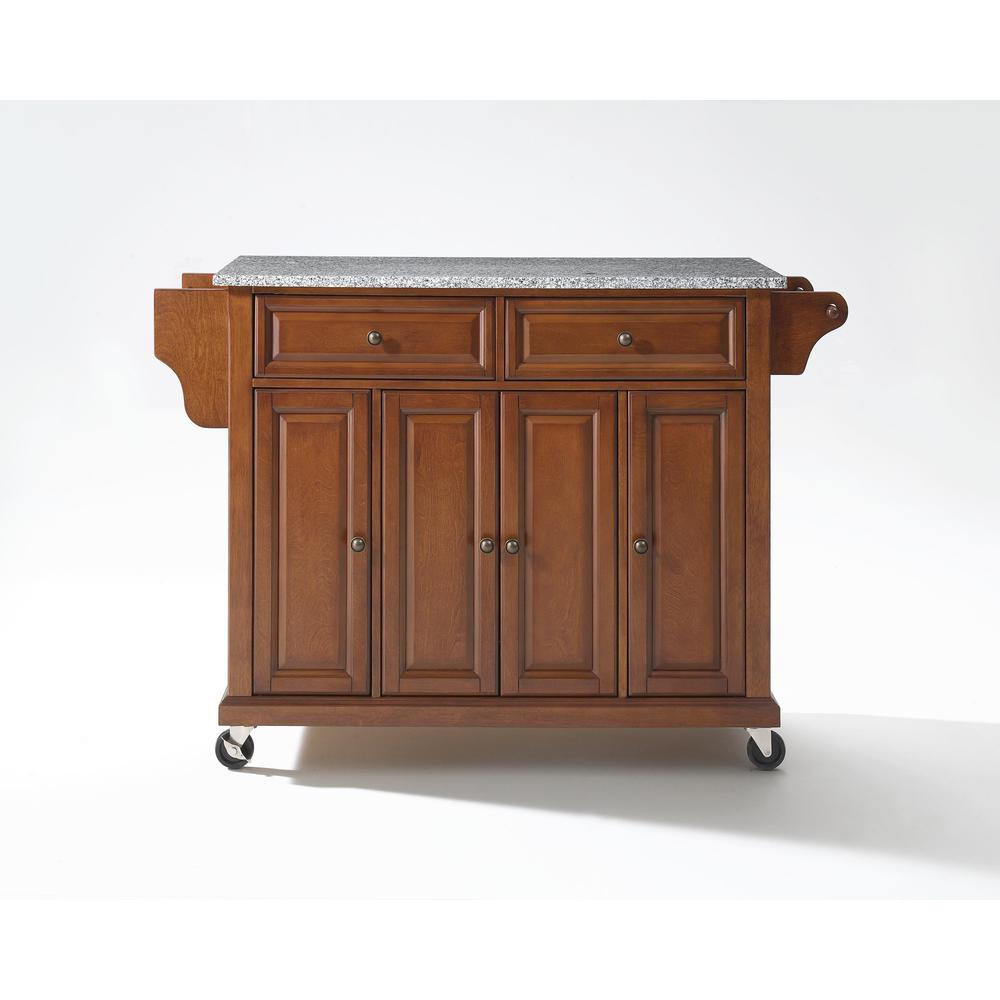Full Size Granite Top Kitchen Cart Cherry/Gray