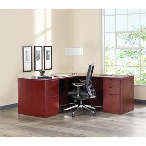Lorell Prominence 2.0 Mahogany Laminate Double-Pedestal Desk - 5-Drawer - 1" Top, 72" x 42"29" - 5 x File, Box Drawer(s) - Double Pedestal - Band Edge - Material: Particleboard - Finish: Mahogany Lami