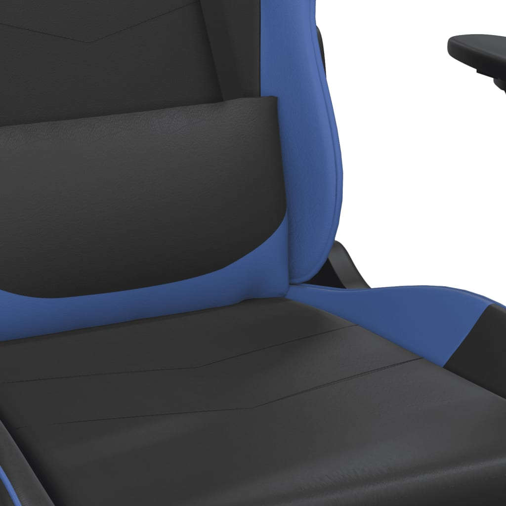 vidaXL Massage Gaming Chair with Footrest Black&Blue Faux Leather