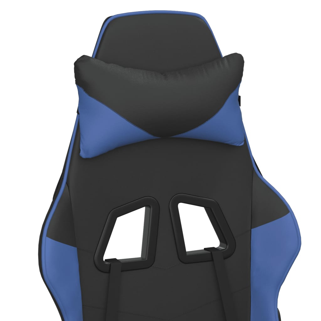 vidaXL Massage Gaming Chair with Footrest Black&Blue Faux Leather