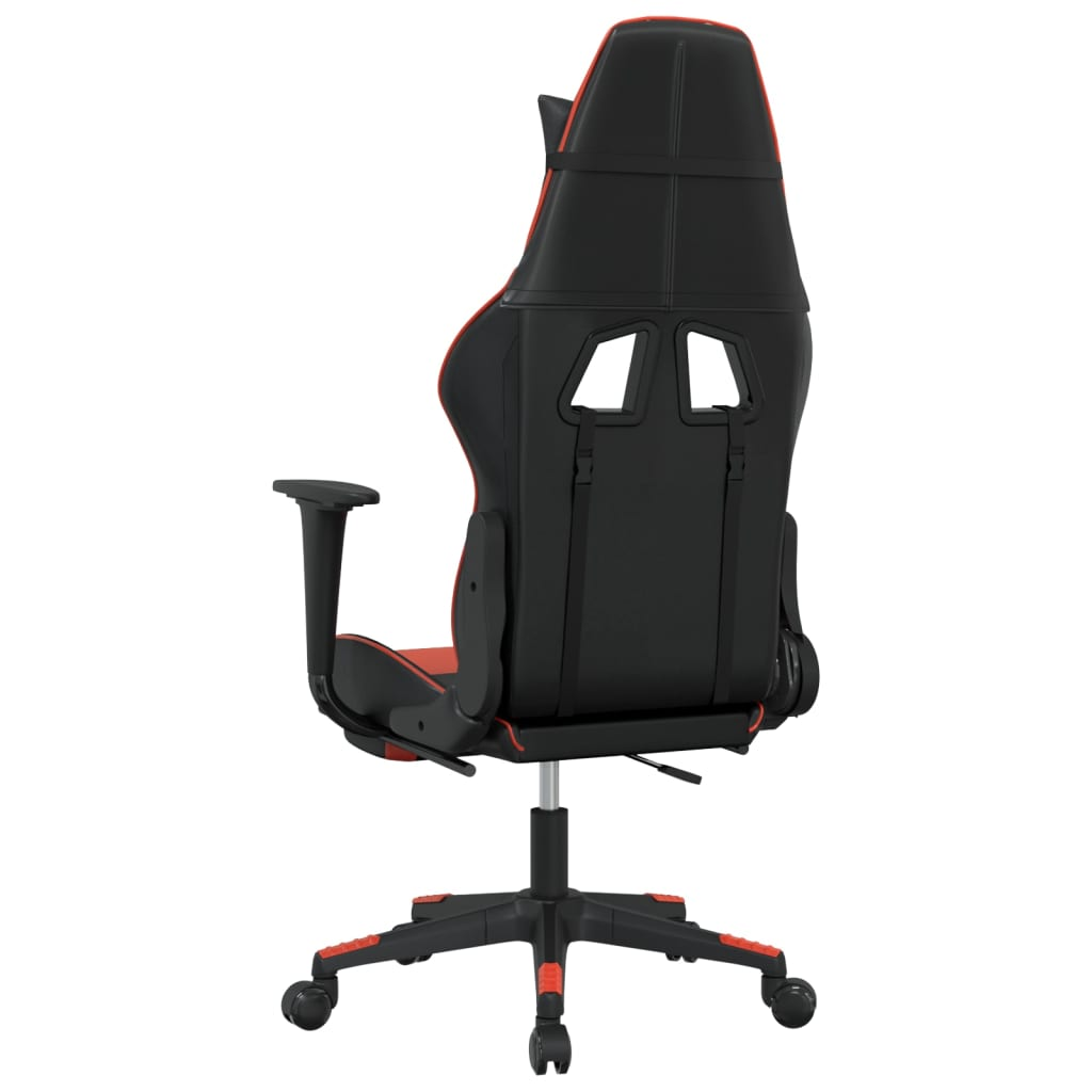 vidaXL Massage Gaming Chair with Footrest Black&Red Faux Leather