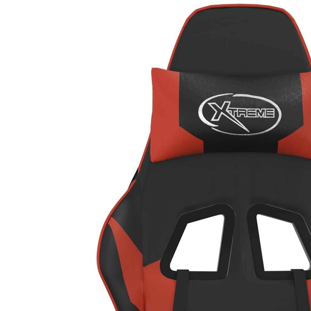 vidaXL Massage Gaming Chair with Footrest Black&Red Faux Leather