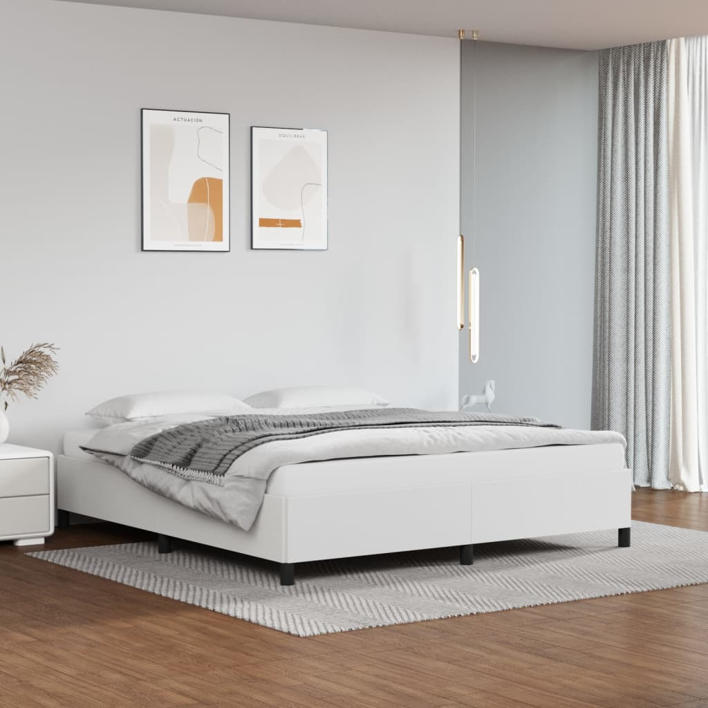 vidaXL Bed Frame White 76"x79.9" King Faux Leather
