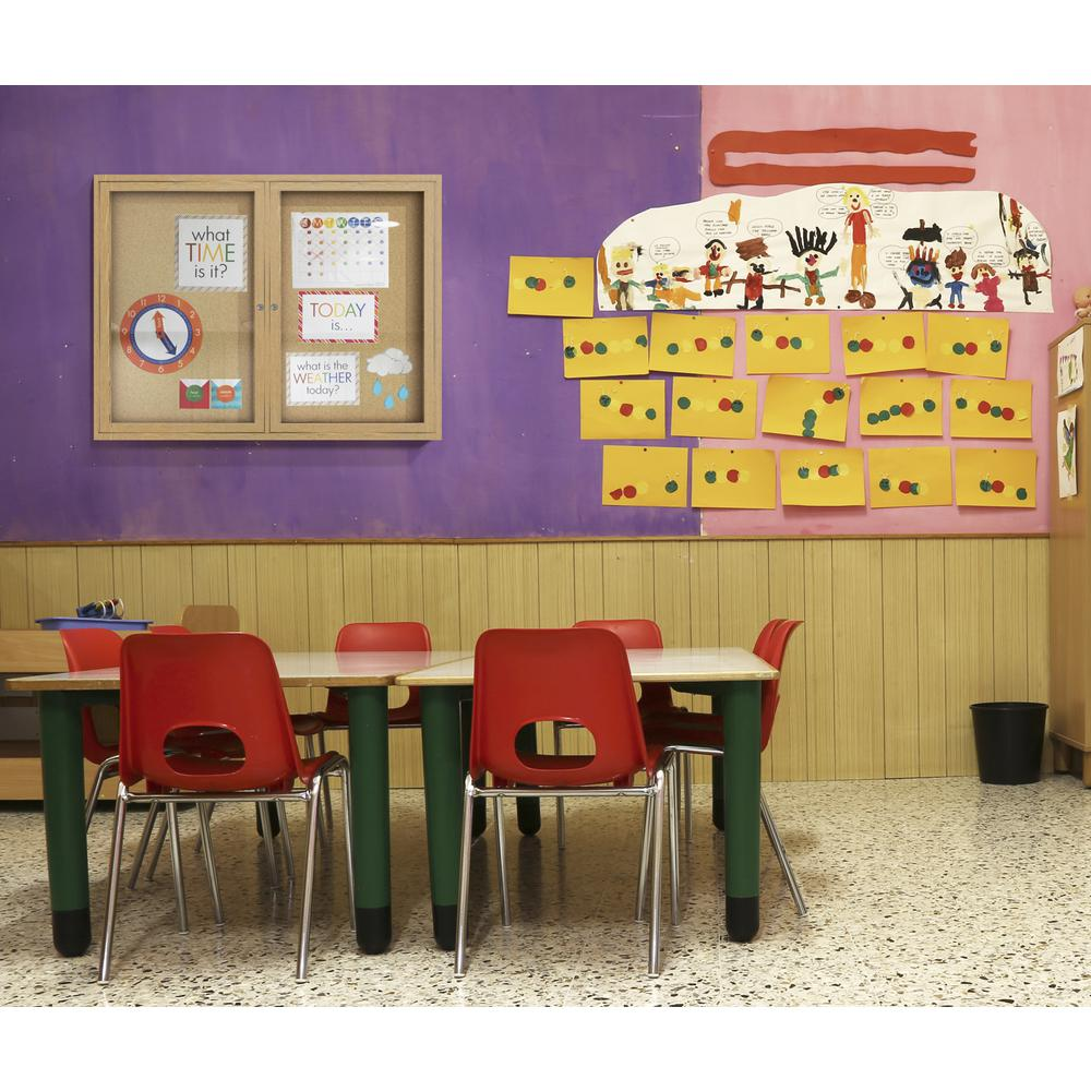 48"x60" 2-Dr Wood Frame Oak Finish Enclosed Bulletin Board - Natural Cork