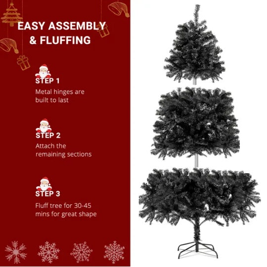 FCH 7ft 1500 Branch PVC Branch Iron Bracket Christmas Tree Black