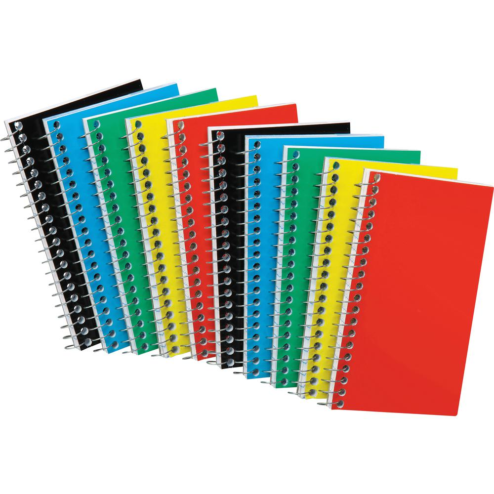 Ampad Sidebound Memo Notebooks - 50 Sheets - Wire Bound - 5" x 3" - White Paper - Assorted Cover - Pressboard Cover - Mediumweight, Rigid - 10 / Bundle