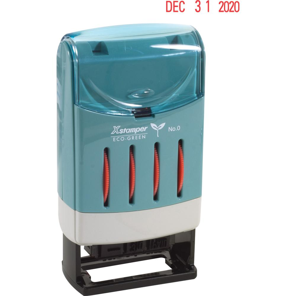 Xstamper Versadater Line Daters Stamp - Message/Date Stamp - "FAXED, PAID, RECEIVED" - 0.87" Impression Width x 0.12" Impression Length - Red - Recycled - 1 Each