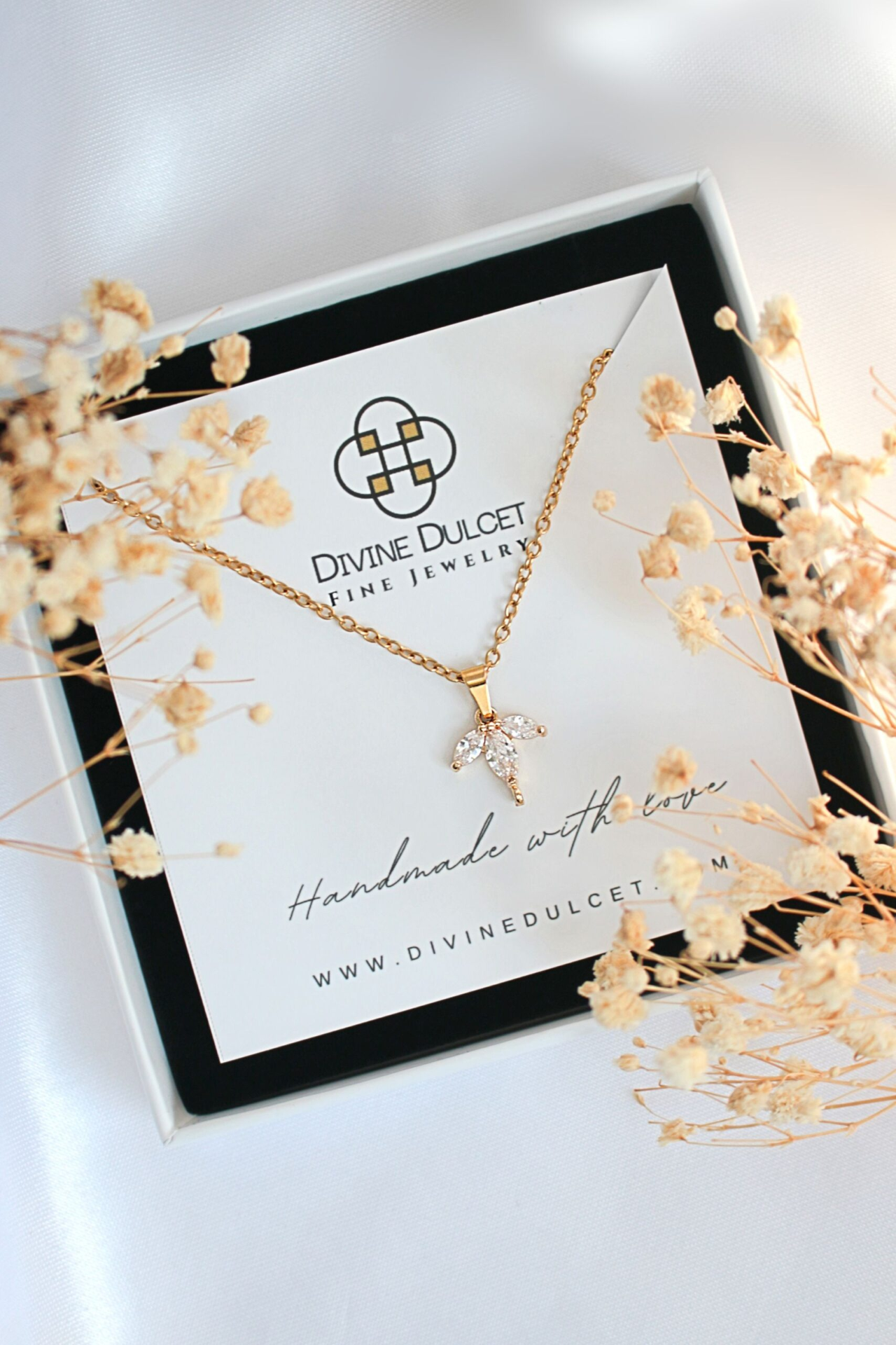 "Bloom" | 24K CZ Dainty Flower Petals Pendant Necklace