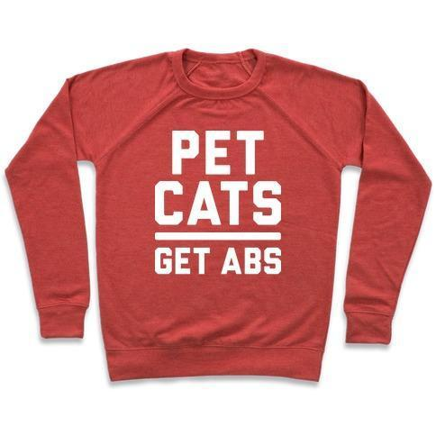 PET CATS GET ABS (WHITE) CREWNECK SWEATSHIRT