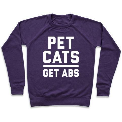 PET CATS GET ABS (WHITE) CREWNECK SWEATSHIRT
