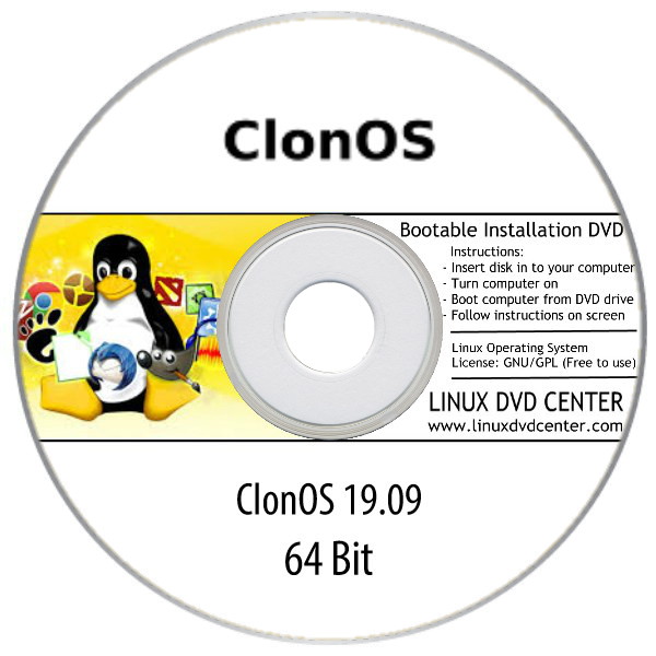 ClonOS Linux 19.09 Live (64Bit) - Bootable Linux Installation DVD