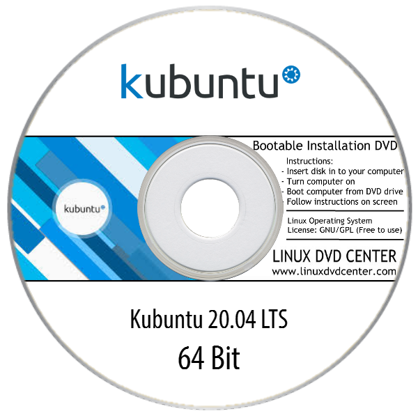 Kubuntu Desktop 20.04 / 21.04 (64Bit) - Bootable Linux Installation DVD