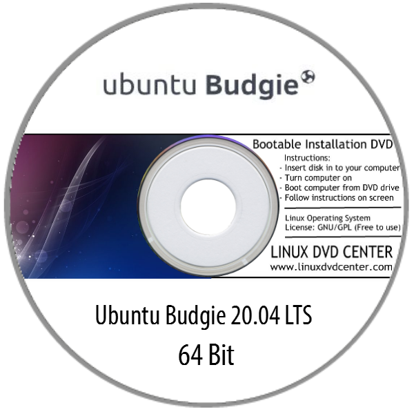 Ubuntu Budgie 20.04 / 21.04 LTS (64Bit) - Bootable Linux Installation DVD