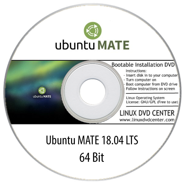 Ubuntu MATE 18.04 LTS "Bionic Beaver" (32/64Bit) - Bootable Linux Installation DVD