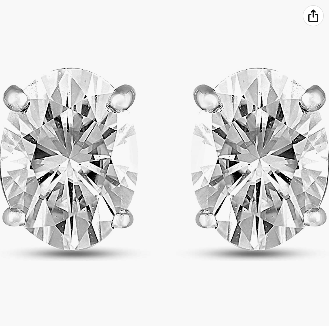 Moissanite Earrings Forever Brilliant Oval 86mm 2.63 Ct 925 Sterling Silver