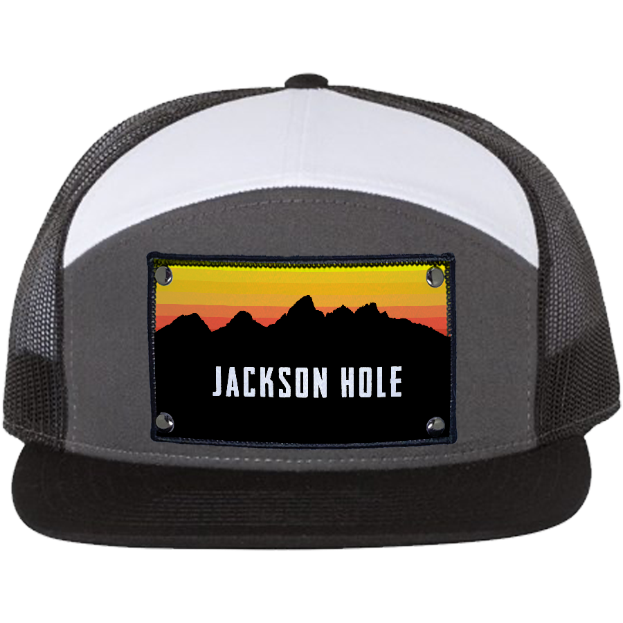 Jackson Hole Sunset on Charcoal Black and White