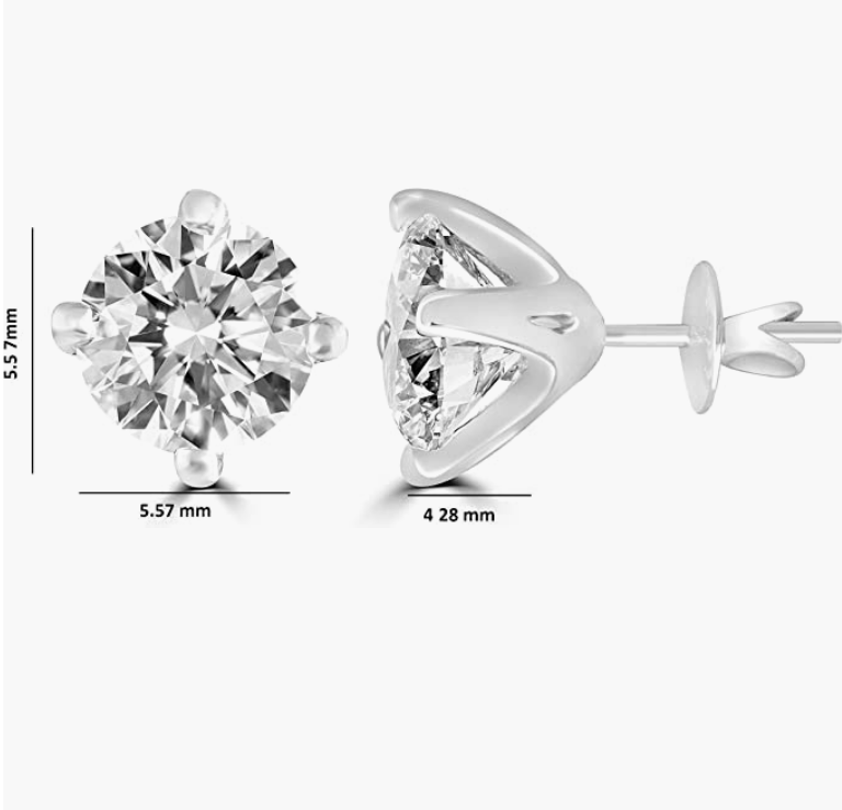 Brilliant Round-Cut 5mm 0.80 Carat Moissanite 925 Sterling Silver Earrings for Women